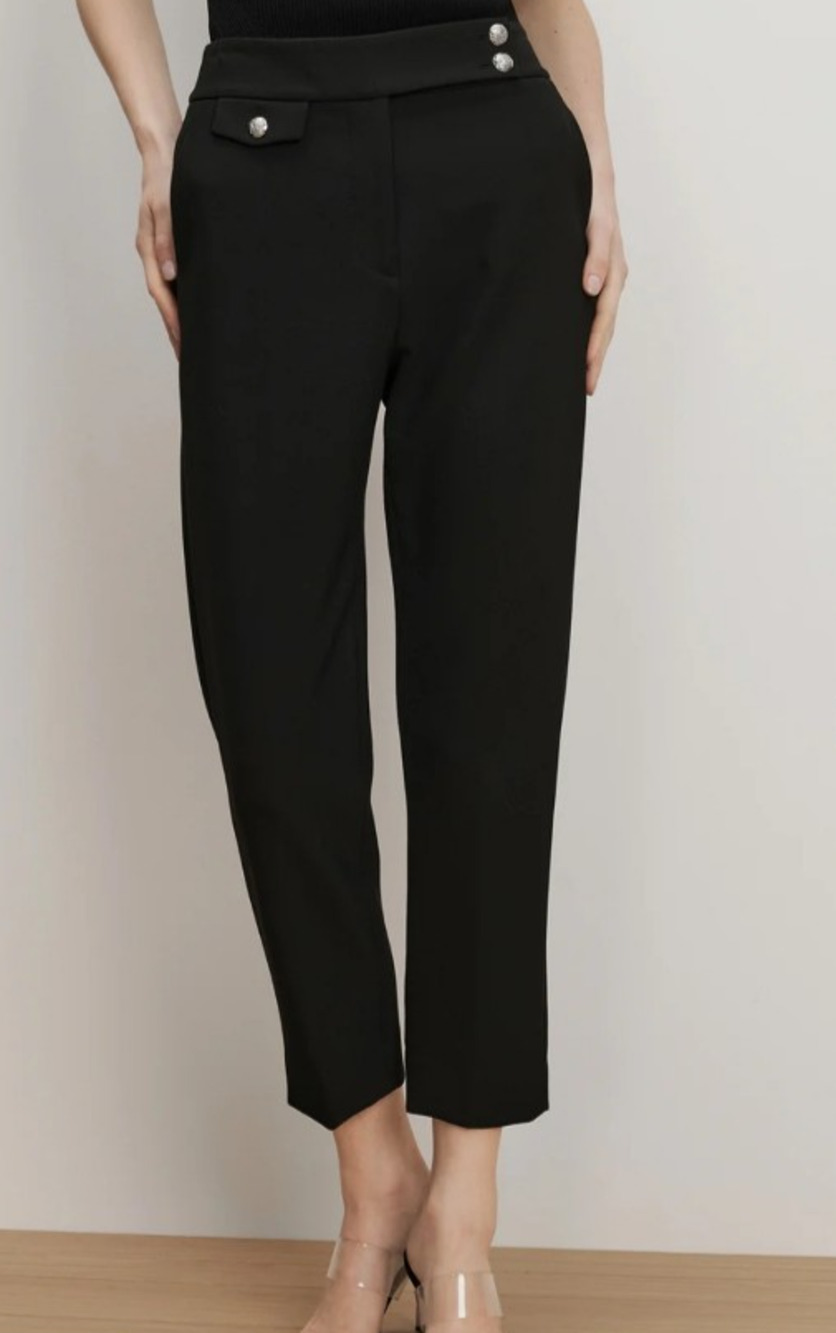 Veronica Beard Black High Rise Renzo Straight Crop Pants Size 16 Minimalist